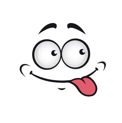 Funny sticking out tonge cartoon happy face