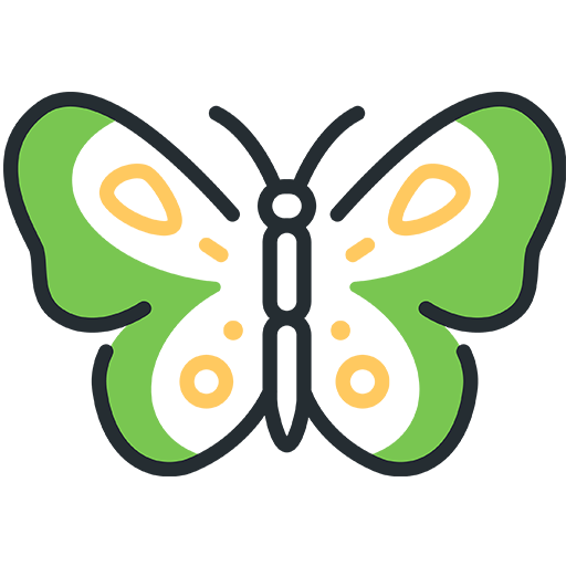 Butterfly green and yellow Icon