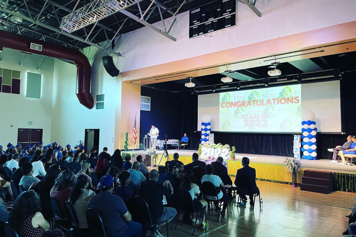Auditorium of students and people at a graduation